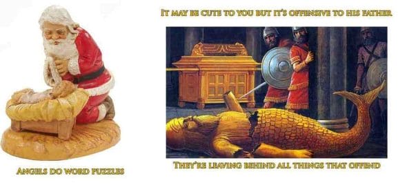 Matthew 13:41-42 KJV The Son of man shall send forth his angels, and they shall gather out of his kingdom all things that offend, and them which do iniquity; (42) And shall cast them into a furnace of fire: there shall be wailing and gnashing of teeth.